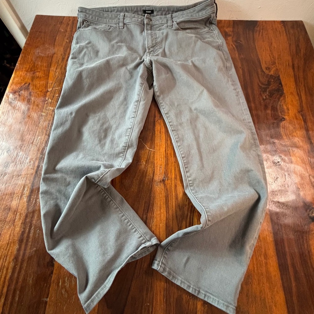 Express Mens Straight Leg Gray Denim Pants 38x30 Casual 5-Pocket Jeans